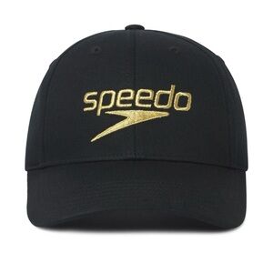 Speedo Black Hat with Gold Embroidered Logo